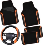 Leather Steering Wheel Cover And Waterproof Car Floor Black&orange. Fixed Price $49.15.