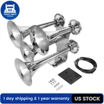 150DB Train Chrome QUAD/4 Trumpet Air Horns Kit For Boat Semi Truck Pickup. Fixed Price $137.21.