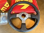 Momo Tuner - 350MM Anthracite Grey / Black Leather Steering Wheel Like New!. Fixed Price $249.00.