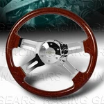 W-power 406MM Dark Wood Grip 2" Deep Dish Chrome 4-SPOKES 16" Steering Wheel. Fixed Price $149.95.