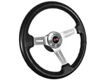 1969-89 Chevy Black Leather Brush Spoke 14" Steering Wheel Cross Flags Tilt. Fixed Price $263.49.