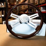 18" Wood Steering Wheel Chrome 4 Spoke Smooth Freightliner, Kenworth, Peterbilt. Fixed Price $199.94.