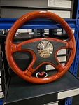 Raptor 15" Black Front Leather Wood Steering Wheel. Fixed Price $129.50.