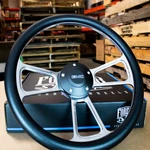 14" Billet Muscle Steering Wheel With Black Vinyl Wrap And Gmc Horn -5 Hole. Fixed Price $155.82.
