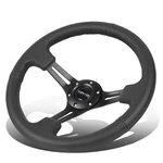 Nrg 350MM 3"DEEP Dish Black Aluminum Spoke Leather Grip Steering Wheel RST-018R. Fixed Price $160.00.