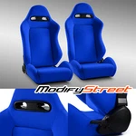 2 X Blue Fabric Left/right Racing Reclinable Seats + Slider Classic Style. Fixed Price $339.98.