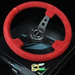 Nrg 350MM 3"DEEP Dish 6-HOLES Bolts Steering Wheel Red Suede Grip Black Spokes. Fixed Price $134.00.