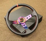 Rdt 350MM Deepdish Steering Wheel Neo Chrome Spoke Red Stitching For Honda Civic. Fixed Price $80.49.