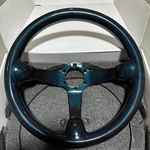 Hiwowsport 350MM Real Carbon Fiber Racing Blue Steering Wheel 6 Holes Bolts. Fixed Price $108.99.