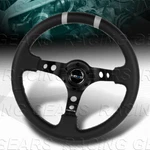 350MM NRG-RST-016R-SL Black Leather Double Silver Center 3" Deep Steering Wheel. Fixed Price $150.00.