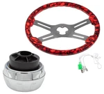 18" Wood 4-SPOKE Red Pattern Steering Wheel Kit W/adapter For Peterbilt Truck. Fixed Price $119.99.