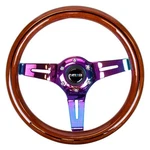 3-SPOKE Classic Dark Wood Grain Steering Wheel Neo Chrome Spokes. Fixed Price $147.79.