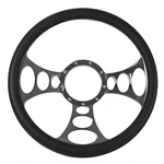 Summit Racing Steering Wheel Orbiter Billet Aluminum Black Grip Chrome Spokes Ea. Fixed Price $217.99.