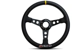Nrg 350MM 13.8" Leather Steering Wheel 3" Deep Dish Black Stitch + Yellow Center. Fixed Price $136.49.