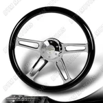 W-power 18-INCH Black Wood Grip 5-HOLE Chrome 4-SPOKE 2"DEEP Dish Steering Wheel. Fixed Price $139.99.