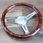 14" Inch Slotted 3 Spoke Steering Wheel Riveted Wood Grip, 6 Hole Classic Euro. Fixed Price $119.99.