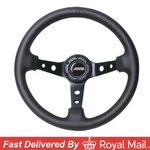 Kyostar 350MM 14" Black Leather Deep Dished Steering Wheel Brushed Spokes Sport. Fixed Price $79.73.