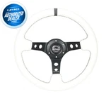 New Nrg Deep Dish Steering Wheel 350MM White Leather Black Center RST-006BK-WT-B. Fixed Price $147.40.