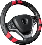 Black And Red Car Steering Wheel Cover Universal 15 Inch With Grip Contours, Lea. Fixed Price $36.99.