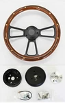 1965-1969 Ford Mustang Steering Wheel Mahogany Wood On Black Shallow Dish 14". Fixed Price $230.93.
