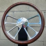 14" Billet Spoke Steering Wheel W/ Hydro Dipped Burlwood Wrap And Chevy Horn. Fixed Price $175.99.