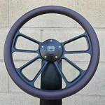 14" Black Spoke Steering Wheel W/ Eggplant Vinyl Half Wrap/ Forever Sharp Horn. Fixed Price $150.99.
