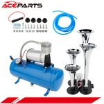 Train Horns Kit 4 Trumpet Air 150PSI Compressor Blue Tank Gauge. Fixed Price $101.87.