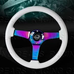 350MM Nrg RST-036WT-MC White Wood Grain Neo Chrome 3-SPOKE Racing Steering Wheel. Fixed Price $180.00.