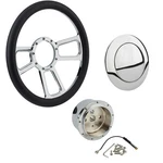 Chrome T-style Steering Wheel W/ Adapter And Horn Button. Fixed Price $490.99.