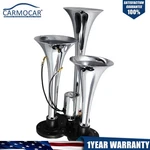 Air Horn Kit Chrome Impact 150DB 3 Triple Trumpet Deep Loud Train Sound. Fixed Price $32.97.