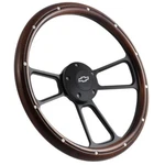 14" Real Mahogany Wood Grain Steering Wheel W/ Black Chevy Horn 3 Spoke Slotted. Fixed Price $188.93.