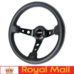 Kyostar 350MM 14" Black Leather Steering Wheel Deep Dish Brushed Spokes Sport Uk. Fixed Price $69.73.