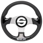 Sparco Steering Wheel 222 Flat Dish 345MM Spoke Black Leather. Fixed Price $150.00.