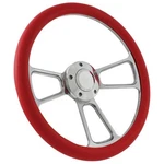 Forever Sharp 14" Polished Billet Muscle 5 Bolt Steering Wheel With Red Vinyl. Fixed Price $106.99.