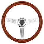 Jegs Classic Wood Grain Steering Wheel, Chrome Slotted 3-SPOKE 15 In. Diameter. Fixed Price $95.99.