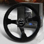 Nrg RST-036MB-S-BL 350MM Premium Suede Black Spoke Blue Stitching Steering Wheel. Fixed Price $180.00.