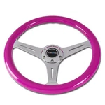 Nrg 35CM Neon Purple Wood Grain Grip Chrome Spokes Steering Wheel ST-015CH-NPP. Fixed Price $160.00.