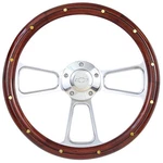 14" Steering Wheel Boss Kit, Billet & Wood Chevy Horn For Aftermarket Gm Columns. Fixed Price $258.43.