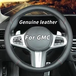 Gmc Steering Wheel Cover Genuine Leather Non-slip Breathable Black Red Custom-fi. Fixed Price $66.07.