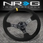 Nrg Reinforced 350MM 3"DEEP Dish Steering Wheel Black Suede Yellow Center Stripe. Fixed Price $134.00.