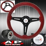 Hub Adapter For 90-93 Accord + Metallic Red Wood Black Deep Dish Steering Wheel. Fixed Price $46.99.
