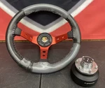 Red Momo Steering Wheel (grey & Black Leather Stitching) With Nrg Quick Release. Fixed Price $399.00.