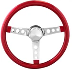 Grant 8465 Steering Wheel - 15 3 Chrome Spokes With Red Metal Flake Grip. Fixed Price $106.24.