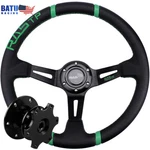 14IN Deep Dish Leather Drifting Jdm Racing Steering Wheel+quick Release Adapter. Fixed Price $48.99.