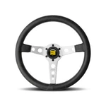 Momo Prototipo Heritage 350MM Black Distressed Leather Brushed Aluminum Spoke. Fixed Price $299.00.