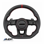 Audi Flat Bottom Steering Wheel A3 A4 A5 A6 A7 S3 S4 S5 Red Stitch. Fixed Price $279.00.