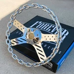 13" Chrome Chain Steering Wheel Usa Flag With Engraved Horn BUTTON-6 Hole. Fixed Price $140.90.