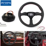 14" Black Genuine Leather Steering Wheel + Hub Adapter Ford Mustang 84-04. Fixed Price $87.50.