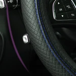 15" Leather Car Auto Steering Wheel Cover For Good Grip Accessories Black- Blue. Fixed Price $6.39.