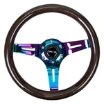 3-SPOKE Classic Black Wood Grain Steering Wheel Neo Chrome Spokes. Fixed Price $147.79.